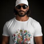 Men's white T-Shirt with Printed Coffee Cup Design