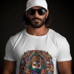 Men's white T-Shirt with Printed Hanuman Jayanti Face