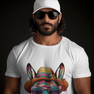 Men's white T-Shirt with Printed Donkey Face