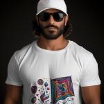 Men's white T-Shirt with Printed Makar Sankranti Design