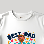 Men's white T-Shirt with Printed A Father, Son and daughter