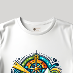 Men's white T-Shirt with Printed Mountain Design