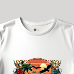 Men's white T-Shirt with Printed Jungle Nature