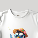 Men's white T-Shirt with Printed Penguin Face