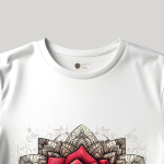 Men's white T-Shirt with Printed Single Red Rose Design