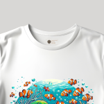 Men's white T-Shirt with Printed Underwater Design