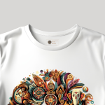 Men's white T-Shirt with Printed Ganesh Face