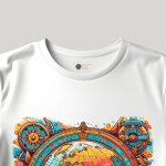 Men's white T-Shirt with Printed World History Design