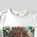 Men's white T-Shirt with Printed Colorful Abstract Design