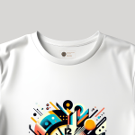 Men's White T-Shirt with Printed Clock