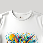 Men's white T-Shirt with Printed Colorful Abstract Designs