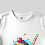 Men's white T-Shirt with Printed Ice Cream Cone Design