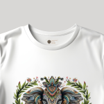 Men's white T-Shirt with Printed Elephant Face