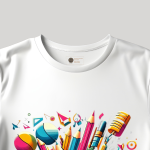 Men's white T-Shirt with Printed School Design