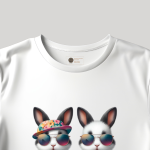 Men's Black T-Shirt with Printed Rabbit Face