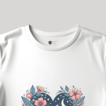 Men's white T-Shirt with Printed Heart with Flowers