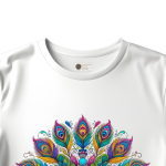 Men's white T-Shirt with Printed Peacock Face