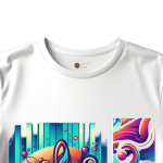 Men's white T-Shirt with Printed A Colorful Musical Design