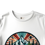 Men's white T-Shirt with Printed Mountain Campsite Serenity Face