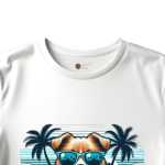 Men's white T-Shirt with Printed Cool Dog Face