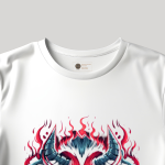 Men's white T-Shirt with Printed Minimalist Devil Face