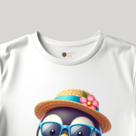 Men's white T-Shirt with Printed Penguin Face